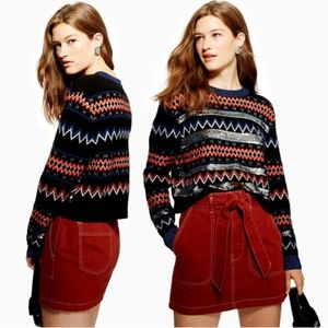 Topshop Sequin Stripe Fair Isle Jumper